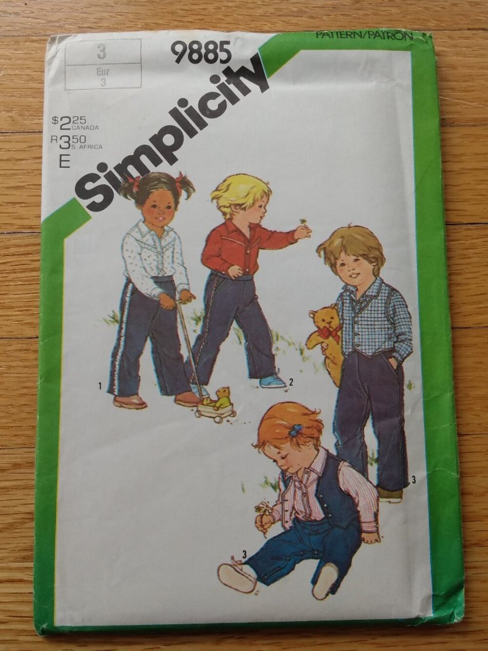 Vintage 80s Toddler Pants Shirt Vest Sewing Pattern Size 3 UNCUT Simplicity 9885